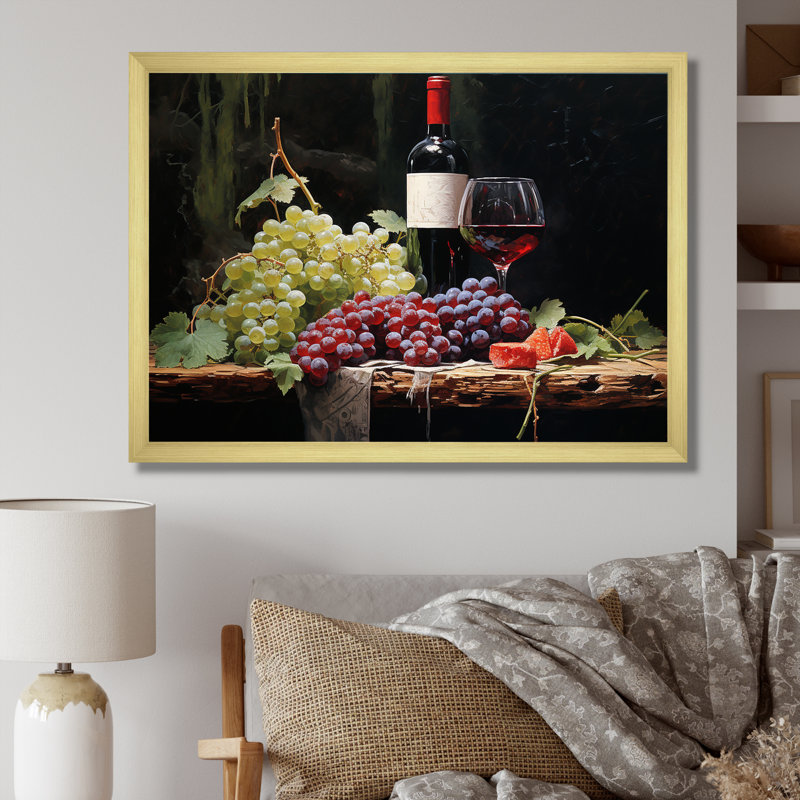 Cabernets Calm II sur toile, H 30 po x l 40 po x P 1,5 po, Cadre doré simple