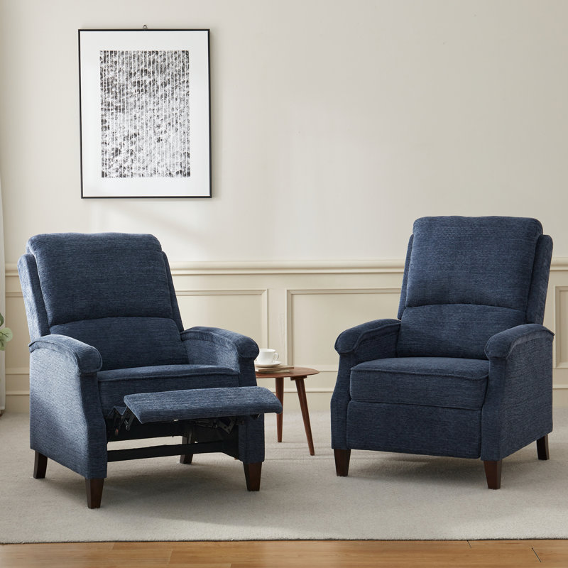 30.3'' Wide Push Back Manual Recliner Chair, Blue