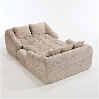 Chaise longue surdimensionnée pour l'intérieur, canapé-lit moderne en chenille à assise profonde avec coussins décoratifs et accoudoirs, canapé-lit pour le salon, chambre à coucher
