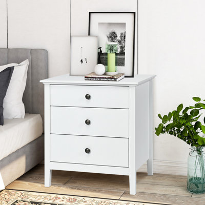 Abdülsamet Modern Wooden Nightstand with 3 Drawers