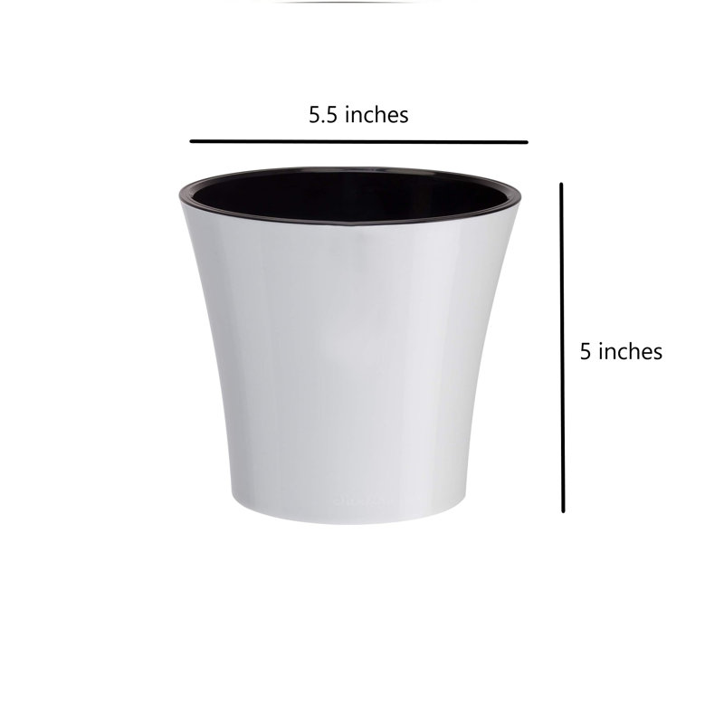 Nupur Pot Planter, White/Black, 5" H x 5.3" W x 5.3" D