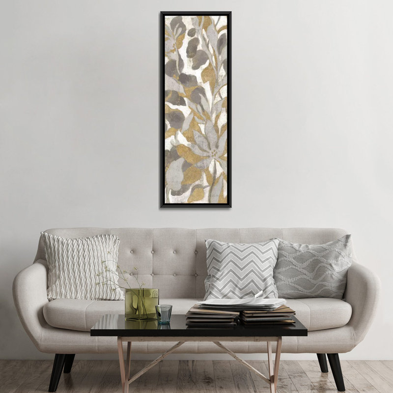 «Painted Tropical Screen, Gray Gold I», reproduction d'impression sur toile tendue, H 36 po x l 12 po x P 1,5 po