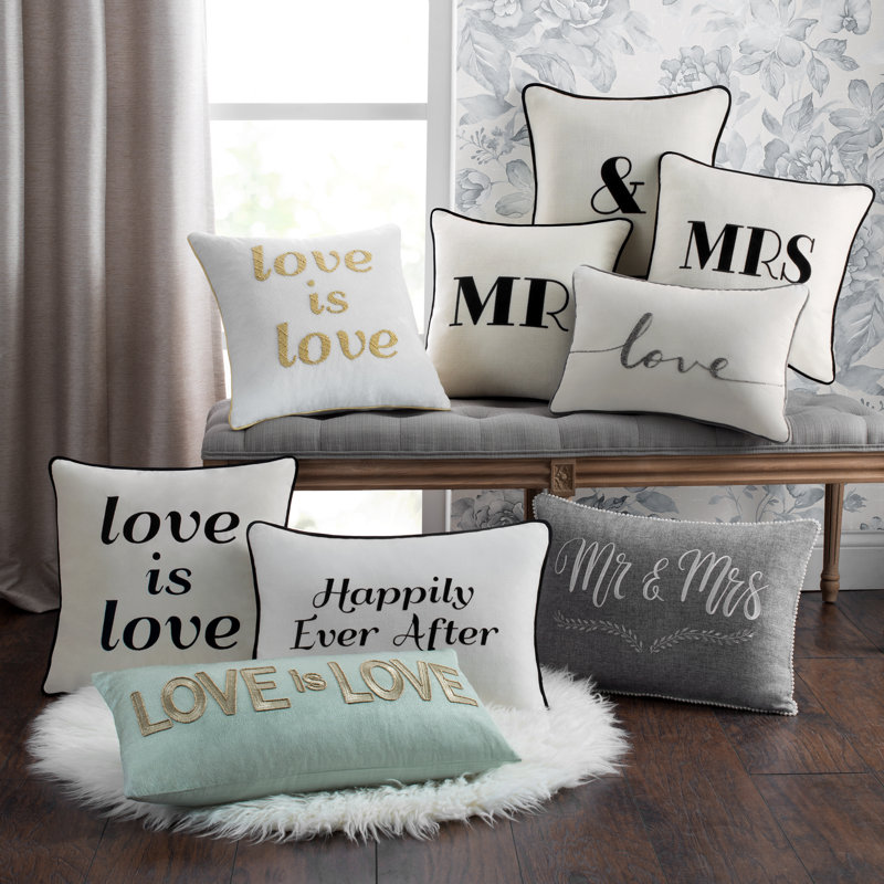 Edie@Home Embroidered Reversible Throw Pillow, Black, &
