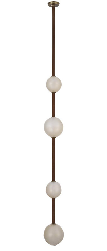 Anne-Marie Barton Dune Belted Light with Fizzy Nude Glass, Russet Suede/Mottled Brass