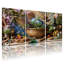 Ensemble de 3 tableaux sur toile tendue représentant un jardin d'herbes aromatiques, idéal pour la décoration de la cuisine et du salon.-690026203