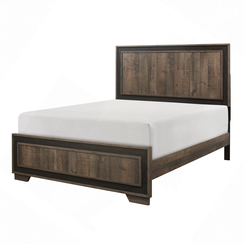 Lit 1Pc Meubles de chambre à coucher en bois Finition esthétique deux tons rustique
