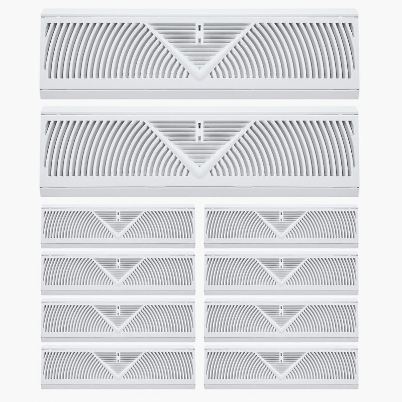 Registres de plancher - évents de plancher pour registre de plinthe CVC - blanc, H 4,53 po x L 18 po x l 2,68 po