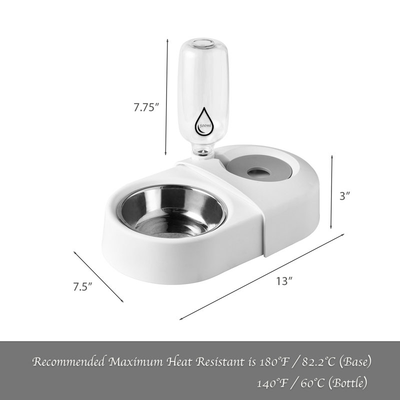 Blue Stainless Steel Pet Feeder with Automatic Water Dispenser