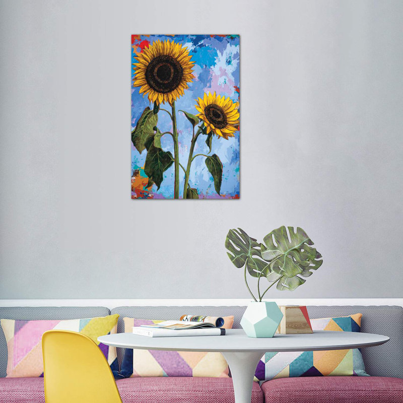 Tournesols I par David Palmer - reproduction d'art, Toile tendue, H 40 po x l 26 po x P 0,75 po
