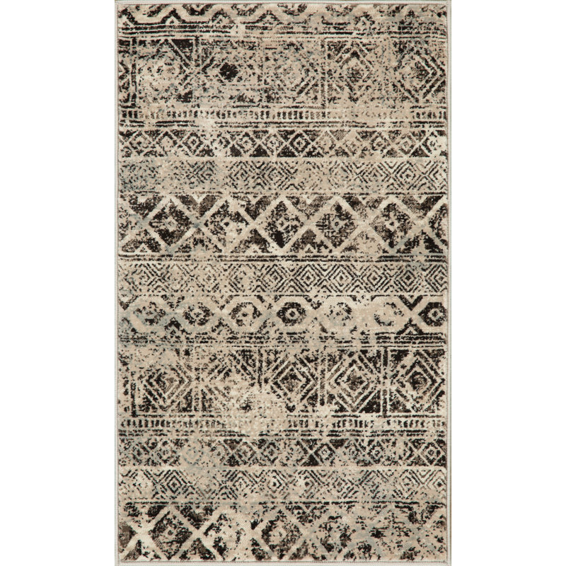 Ostergren Collection Black/Brown/Beige Transitional Tribal Area Rug, Rectangle 1'9" x 3'2"