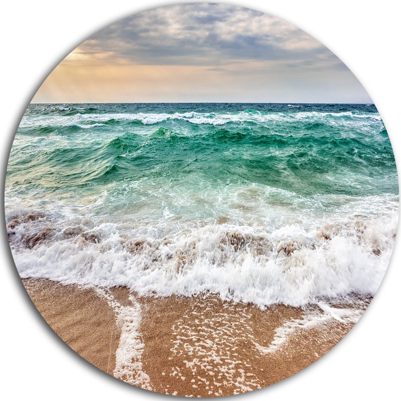 Impression de paysage marin «Crystal Clear Blue Foamo Waves», H 23 po x l 23 po x P 1 po, Métal
