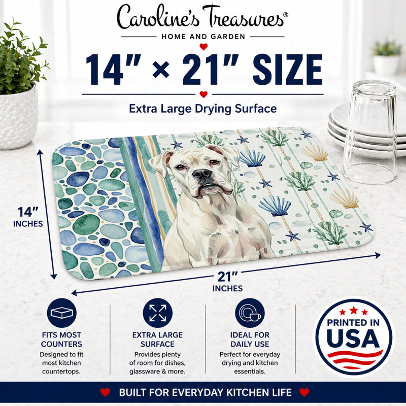 Tapis de séchage en verre blanc Boxer, Boxer blanc