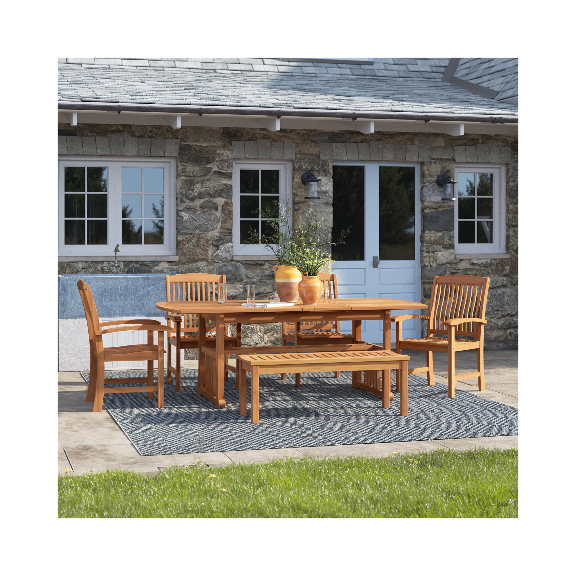84.5'' Rectangular 6 - Person Outdoor Dining Set
