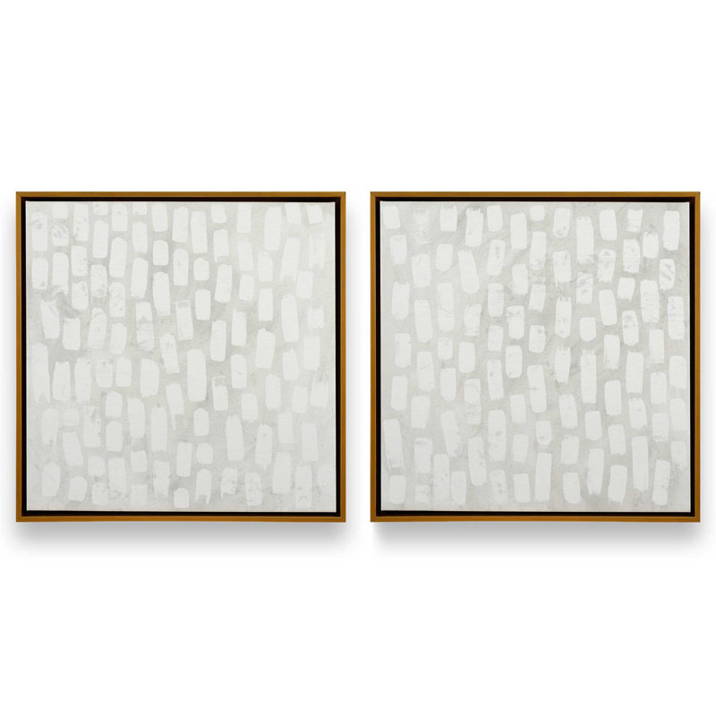Wave Formations Duo I, ensemble de 2 impressions sur toile, Cadre flottant, H 37 po x l 50 po x P 1,75 po, Or poli