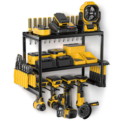 Yichuhaoxi Power Tool Organizer 33.1 In. Black Alloy Steel Heavy Duty 4 Layer Drill Holders Wall Rack With Pliers Hammer Shelves - View #10