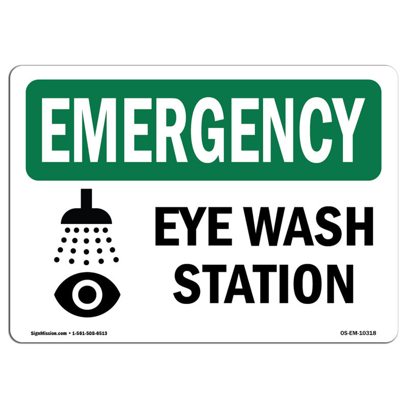 Panneau de station de lavage des yeux d'urgence OSHA, H 18 po x l 24 po x P 0,1 po