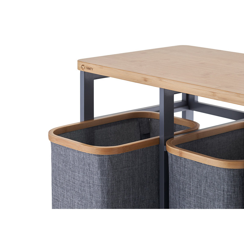 Dark Gray Bamboo Frame Collapsible Laundry Sorter