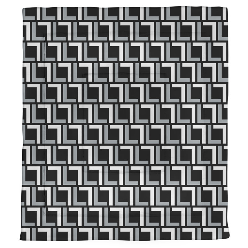Las Vegas Geometric Shapes Comforter, Black/Silver/White, Twin XL Comforter