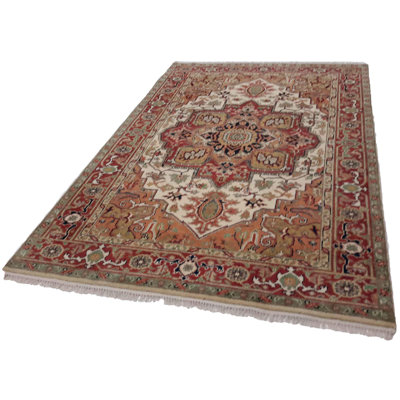 Oriental Handmade Rectangle 6' x 9'2" Wool/Cotton Area Rug in Beige