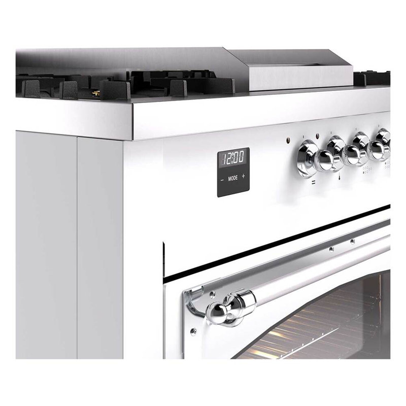 ILVE Nostalgie II Noblesse 60 inch Dual Fuel Range  (7 Sealed Burners + Griddle + French Top, Triple Glass Door, RAL), Chrome
