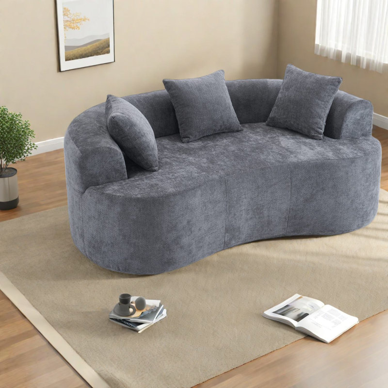 Causeuse incurvée à compression moderne en chenille de 66,9 pouces pour la maison