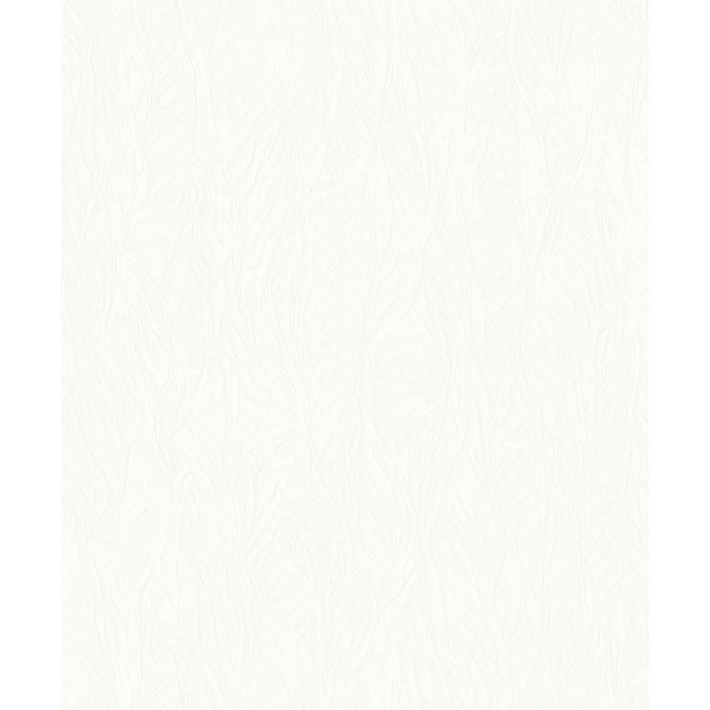 Ambiance Leaf Emboss 33' L x 21" W Wallpaper Roll, White/Pearl