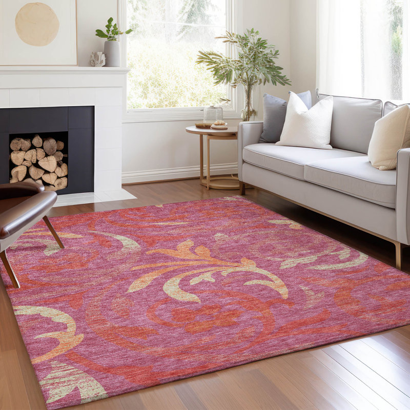 Washable Floral Indoor / Outdoor Rug, Rectangle 3' x 5'