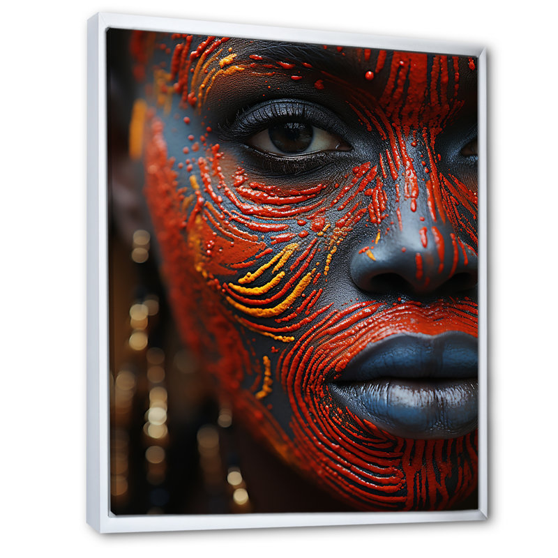 «African Masai Woman», impression sur toile, Cadre flottant blanc, H 32 po x l 16 po