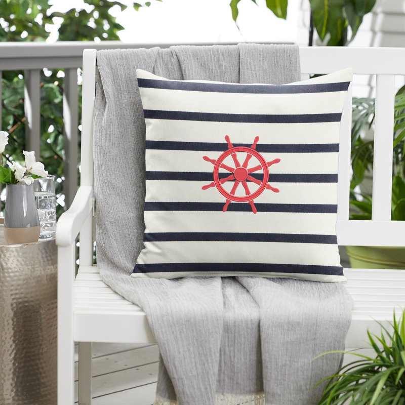 Housse et insert de coussin carré extérieur Ship Wheel