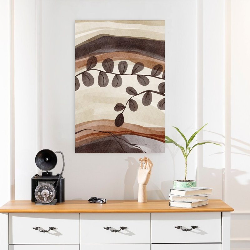 «Organic Leafy Layers», art mural minimaliste, paysage moderne, nature