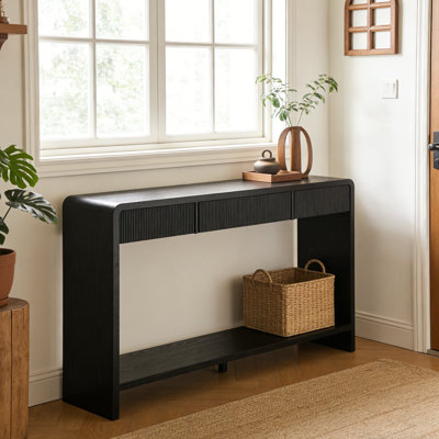 Console de salon moderne en bois avec 3 tiroirs et une tablette inférieure