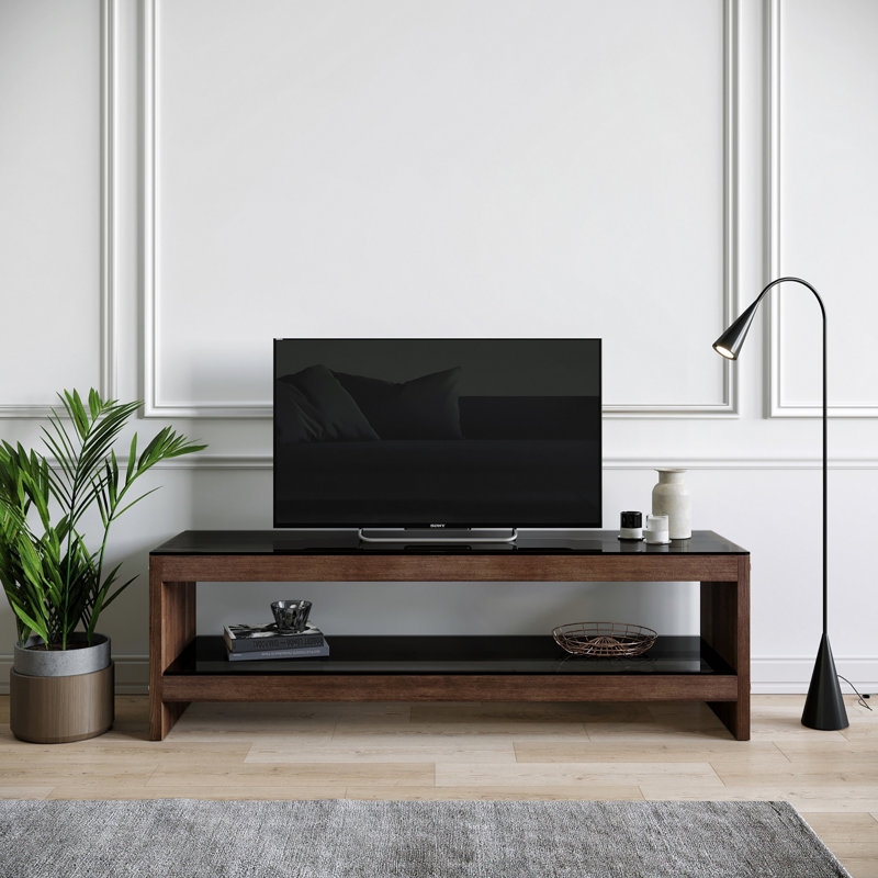 Csair Unfinished TV Stand for TVs up to 55", Smoked/Walnut