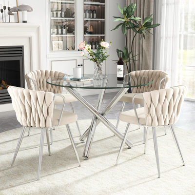 Elegant Round Glass Dining Table Set
