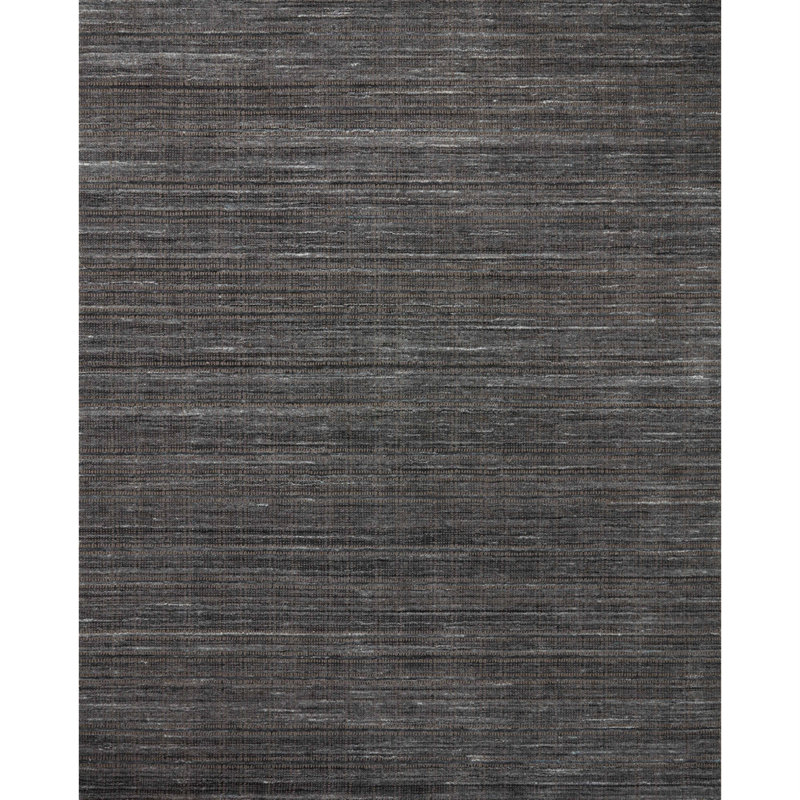 Tapis abstrait tissé à la main Jamie en graphite / gris anthracite, Tapis de couloir 2 pi 6 po x 8 pi 6 po