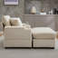 Corduroy Upholstered Chaise Lounge Sofa with Handrail Storage Movable Ottoman-785755284