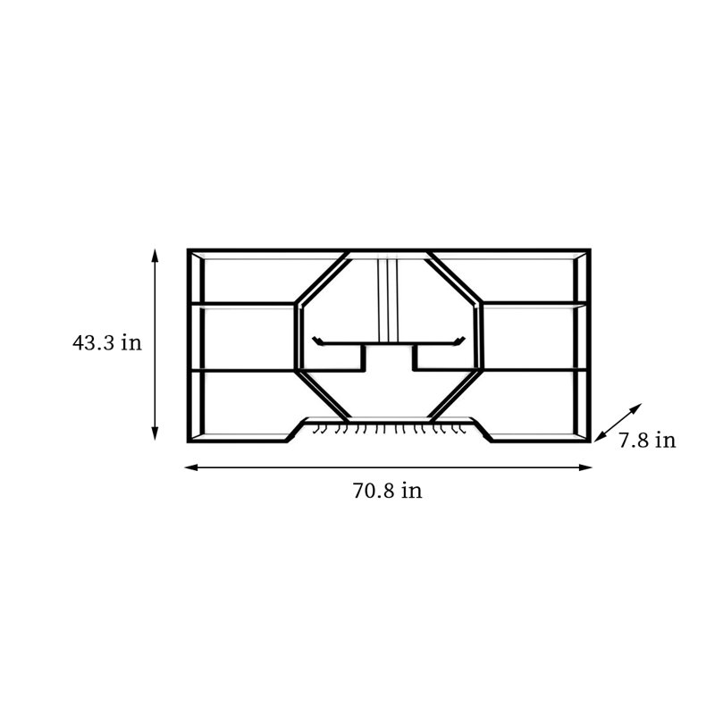 Blatnice, H 43,3 po x l 70,8 po x P 7,8 po, Noir, noir, noir, noir