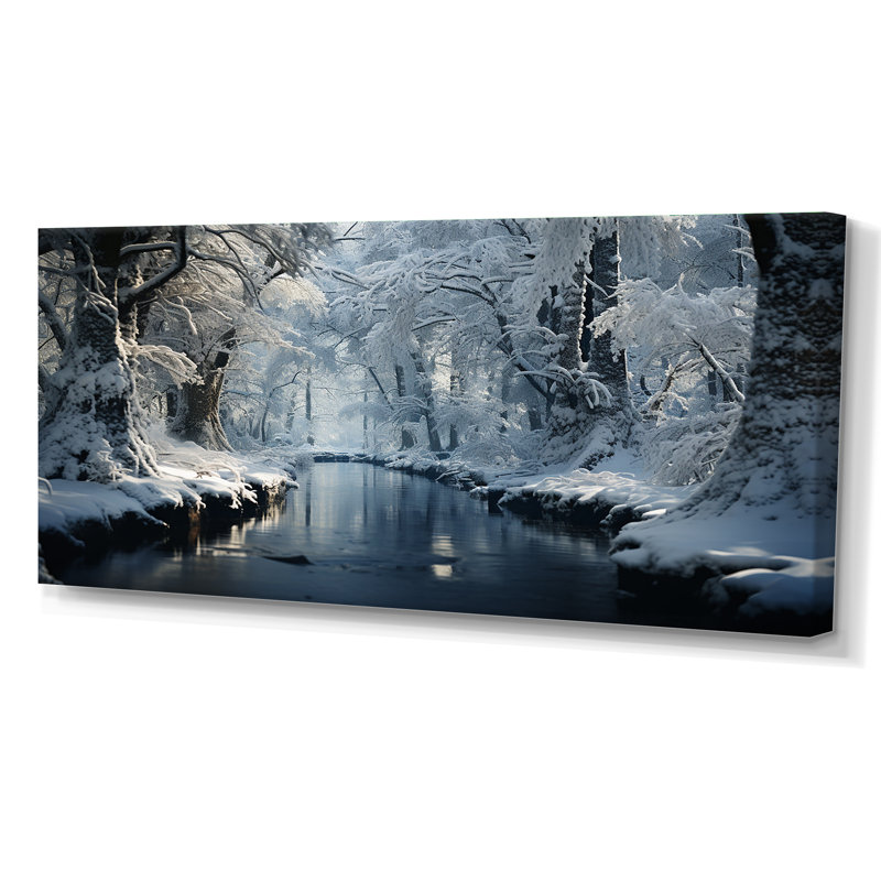 «Winter Silent Woods III - Winter Landscape», art mural, Toile tendue, H 28 po x l 60 po x P 1,5 po