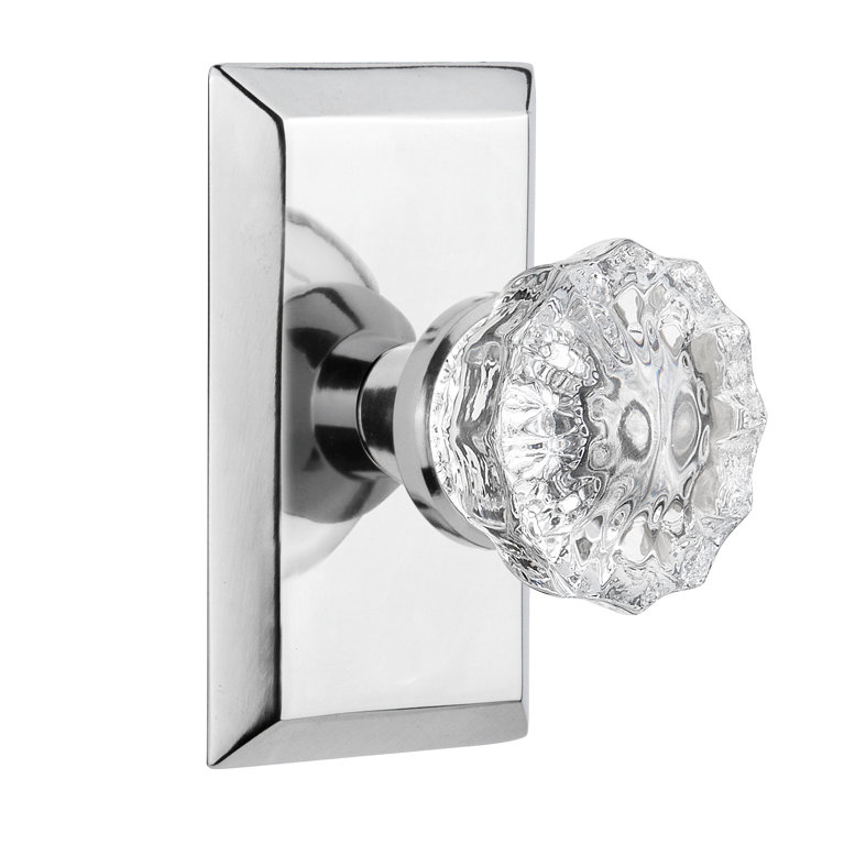 Studio Plate with Crystal Door Knob, Bright Chrome
