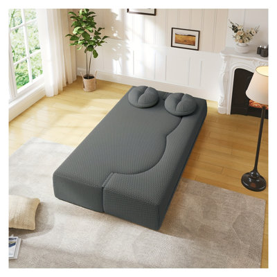 Canapé-lit 2 places pliable gris compressible - Canapé-lit convertible peu encombrant