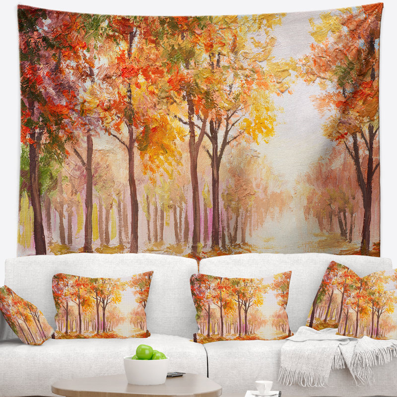 Paysage automne partout forêt tapisserie, H 78 po x l 92 po