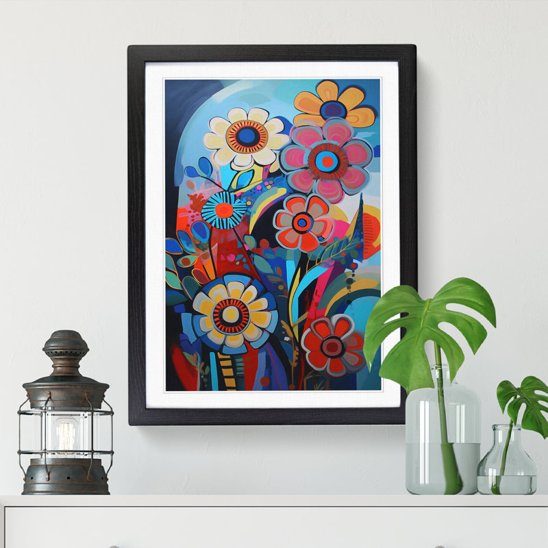 FRM-V0523-877X Flowers Constructivism Vol.6 - Single Picture Frame Print, 64cm H x 46cm W x 2cm D, Oak Framed