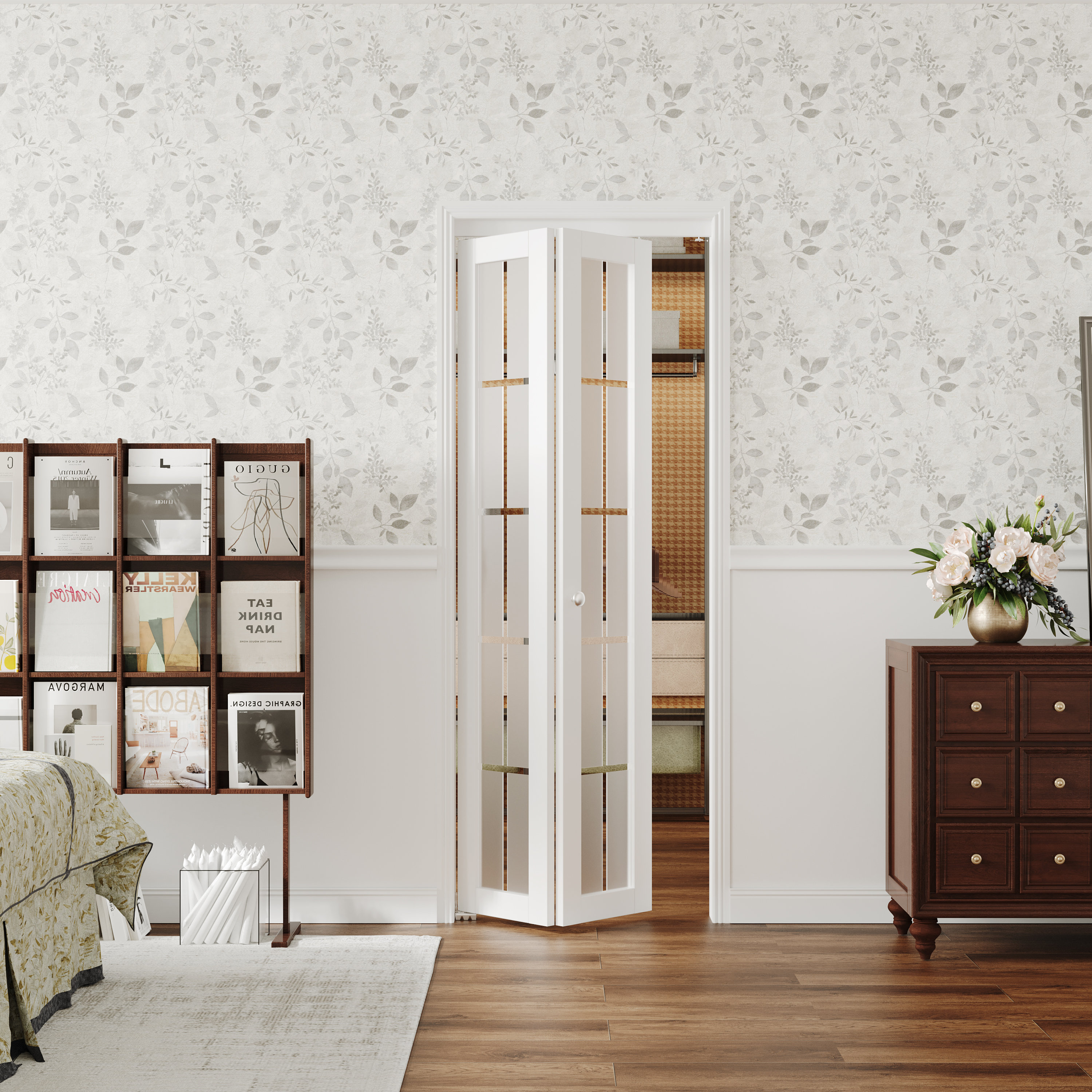 CHIC MODE White MDF Interior Bifold Door - 10 Lite Frosted Explosion ...