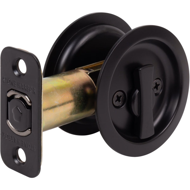 Serrure ronde pour porte escamotable, Noir mat