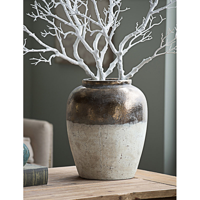 Vase rond en céramique, H 16 po x l 13 po x P 13 po