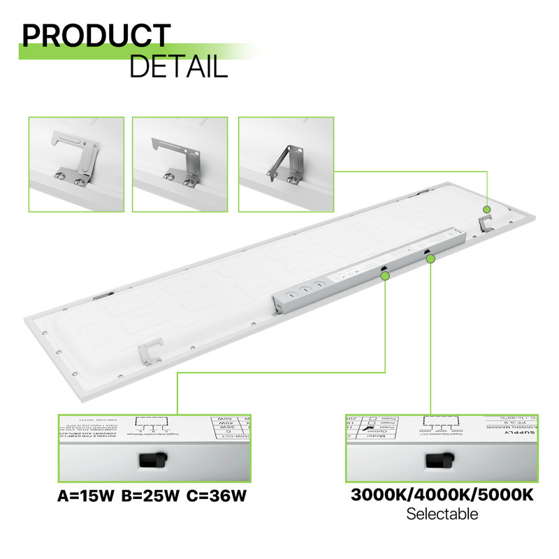Luminaire à DEL Dimmable 1X4 avec 3 températures de couleur et 4 000 lumens, 110 lumens et éclairage de plafond plat pour le bureau