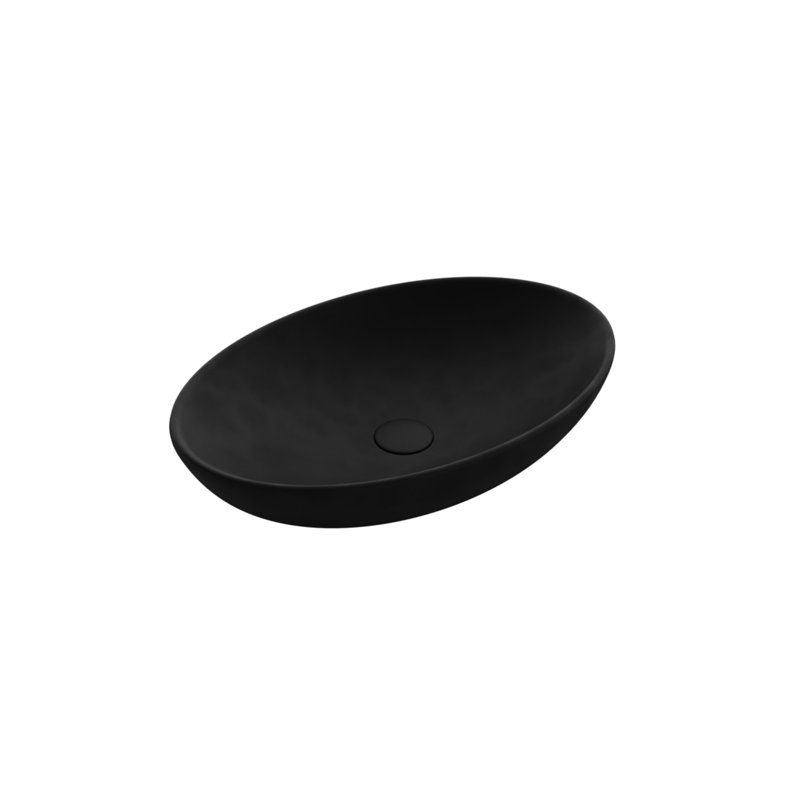 Saniterra 600mm L x 400mm W Ceramic Oval Sink, Graphite
