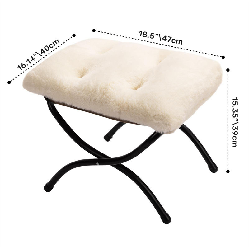 47cm Wide Footstool Ottoman, White