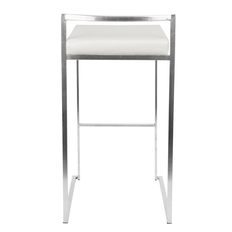 Tabouret de bar empilable contemporain en similicuir blanc Fuji par Lumisource - ensemble de 2, Blanc