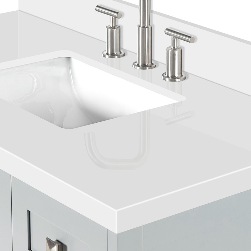 ARIEL Monroe 48 Single Sink Bathroom Vanity with Carrara Quartz Top, Gray, 48" - 49", Pure White Quartz
