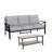 2 Piece Outdoor Patio Set, 70” All-Weather Metal 3-Seat Metal Patio Sofa And Rectangular Coffee Table , Black Frame With Gray Cushions-586228533-586228534